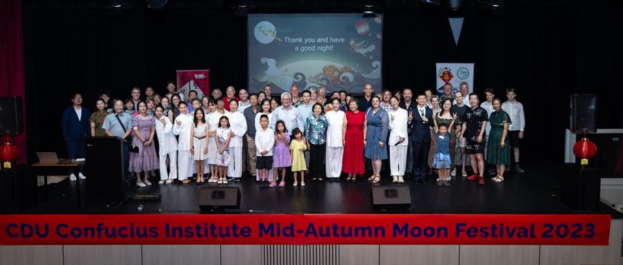 The full cast gathered on stage at the end of the night